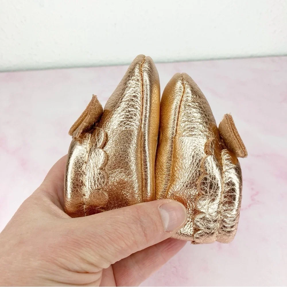 Freshly Picked baby shoes rose gold bow moccasin soft sole size 0‎ infant